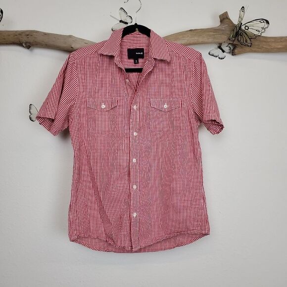 Hurley red and white gingham short sleeve shirt - Picture 1 of 6